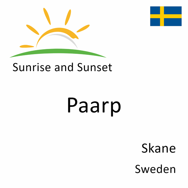 Sunrise and sunset times for Paarp, Skane, Sweden