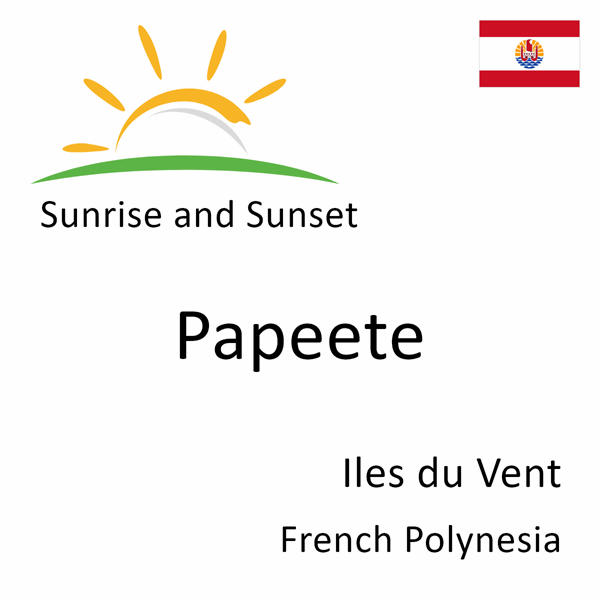 Sunrise and sunset times for Papeete, Iles du Vent, French Polynesia