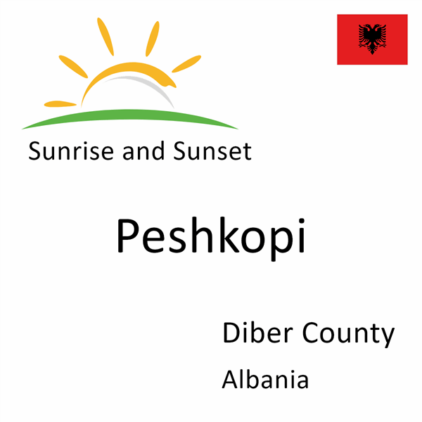Sunrise and sunset times for Peshkopi, Diber County, Albania