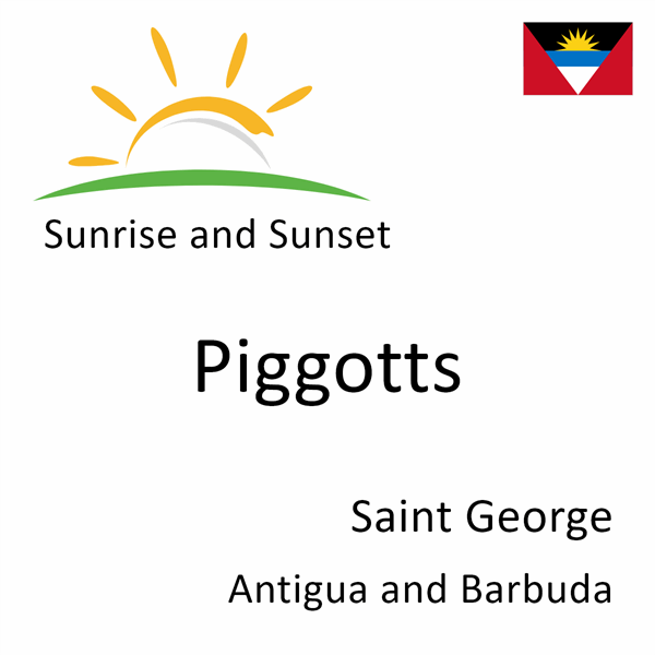 Sunrise and sunset times for Piggotts, Saint George, Antigua and Barbuda