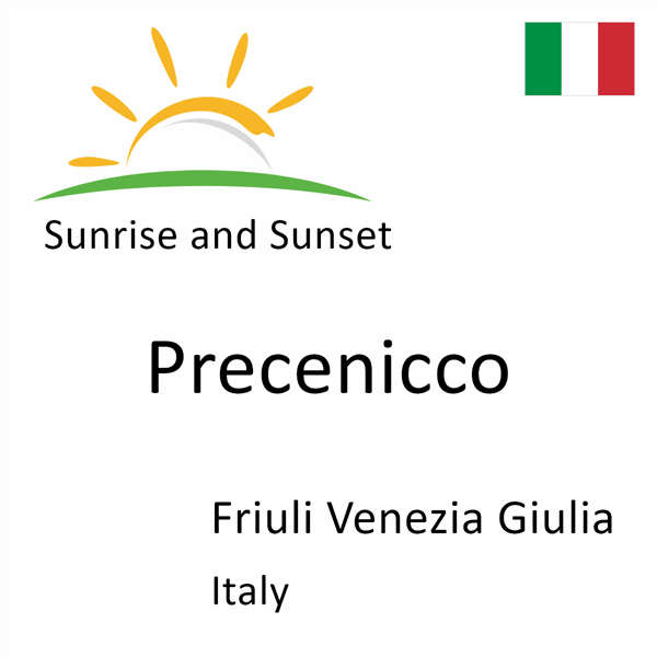 Sunrise and sunset times for Precenicco, Friuli Venezia Giulia, Italy