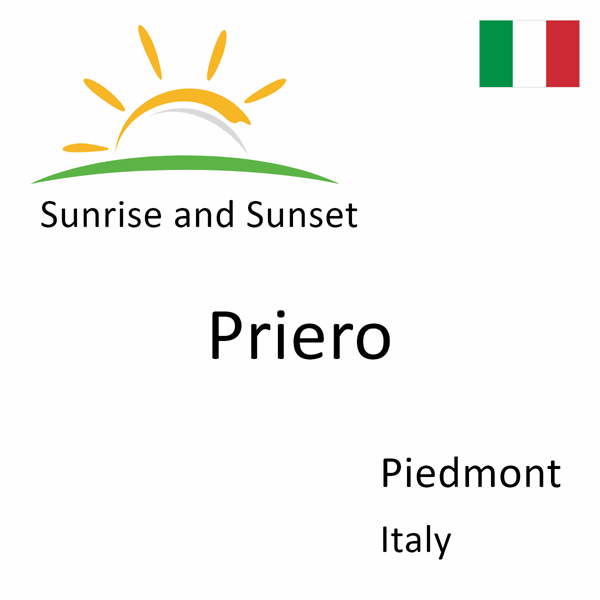 Sunrise and sunset times for Priero, Piedmont, Italy