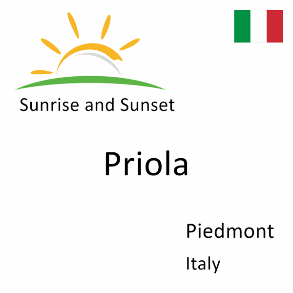 Sunrise and sunset times for Priola, Piedmont, Italy