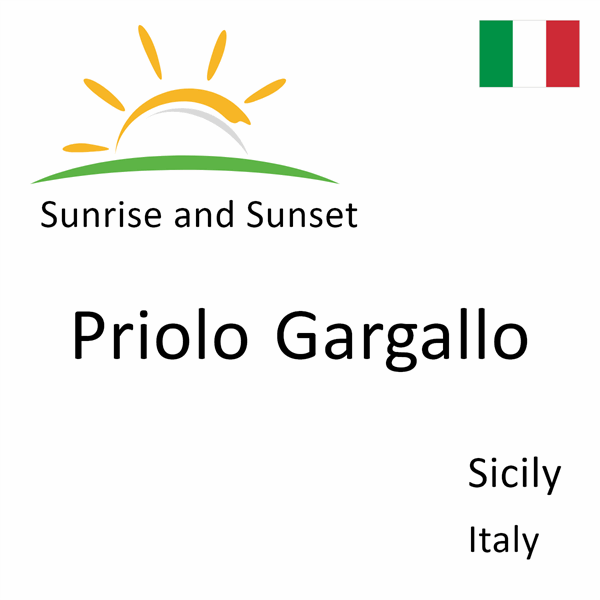 Sunrise and sunset times for Priolo Gargallo, Sicily, Italy