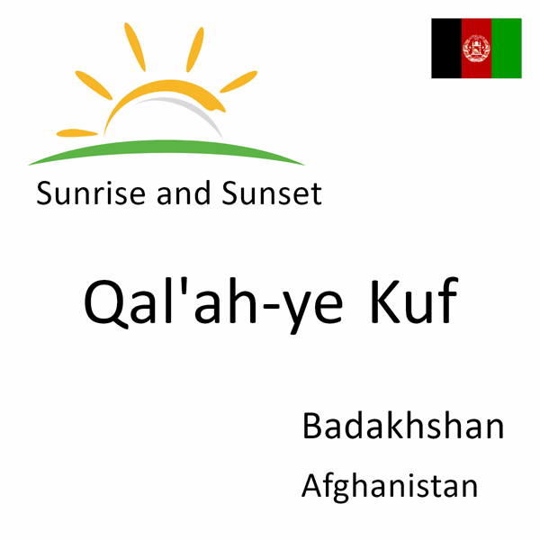 Sunrise and sunset times for Qal'ah-ye Kuf, Badakhshan, Afghanistan