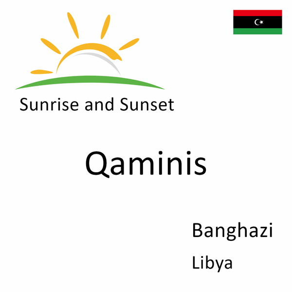 Sunrise and sunset times for Qaminis, Banghazi, Libya