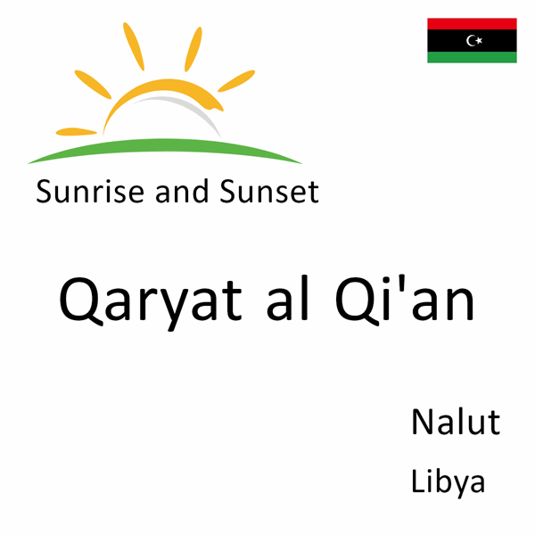 Sunrise and sunset times for Qaryat al Qi'an, Nalut, Libya