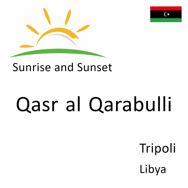 Sunrise and sunset times for Qasr al Qarabulli, Tripoli, Libya