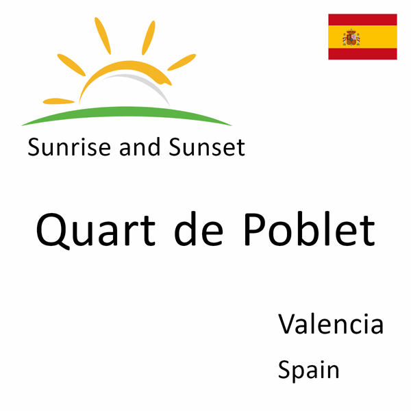 Sunrise and sunset times for Quart de Poblet, Valencia, Spain