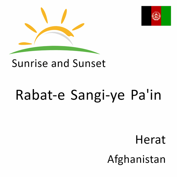 Sunrise and sunset times for Rabat-e Sangi-ye Pa'in, Herat, Afghanistan