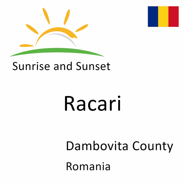 Sunrise and sunset times for Racari, Dambovita County, Romania