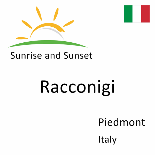 Sunrise and sunset times for Racconigi, Piedmont, Italy