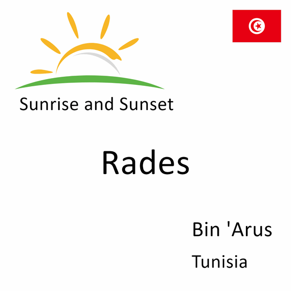 Sunrise and sunset times for Rades, Bin 'Arus, Tunisia