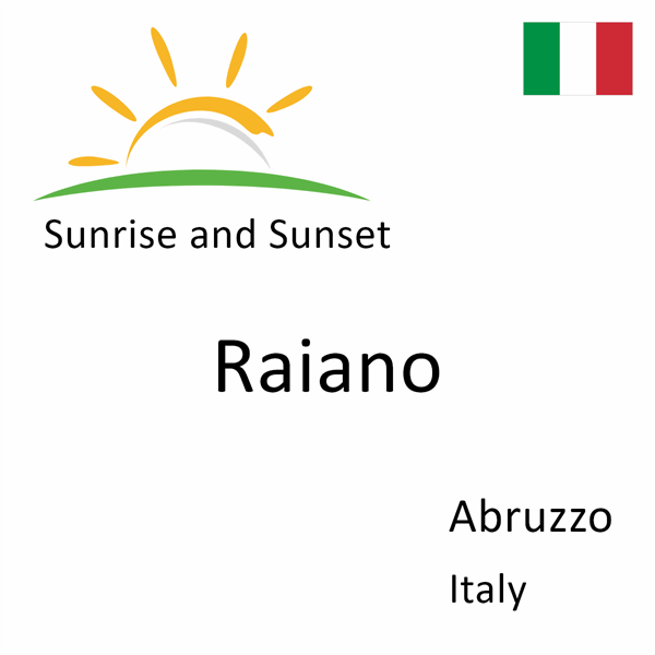 Sunrise and sunset times for Raiano, Abruzzo, Italy