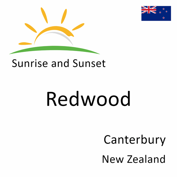 Sunrise and sunset times for Redwood, Canterbury, New Zealand