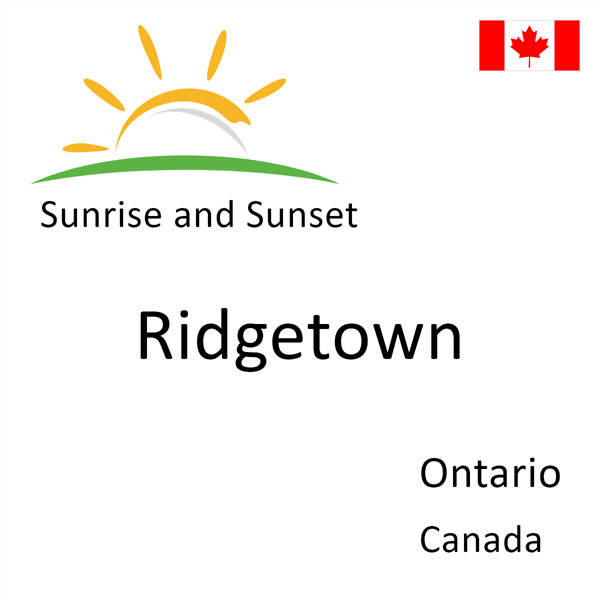 Sunrise and sunset times for Ridgetown, Ontario, Canada