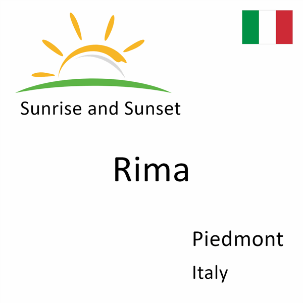 Sunrise and sunset times for Rima, Piedmont, Italy