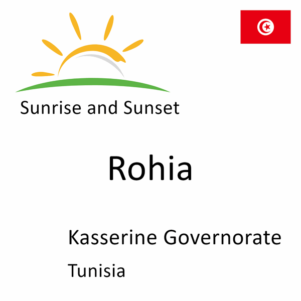 Sunrise and sunset times for Rohia, Kasserine Governorate, Tunisia
