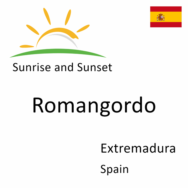 Sunrise and sunset times for Romangordo, Extremadura, Spain