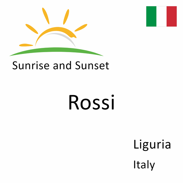 Sunrise and sunset times for Rossi, Liguria, Italy