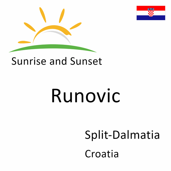 Sunrise and sunset times for Runovic, Split-Dalmatia, Croatia