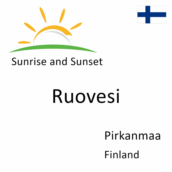 Sunrise and sunset times for Ruovesi, Pirkanmaa, Finland