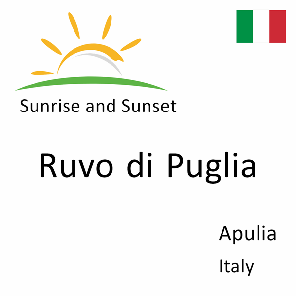 Sunrise and sunset times for Ruvo di Puglia, Apulia, Italy