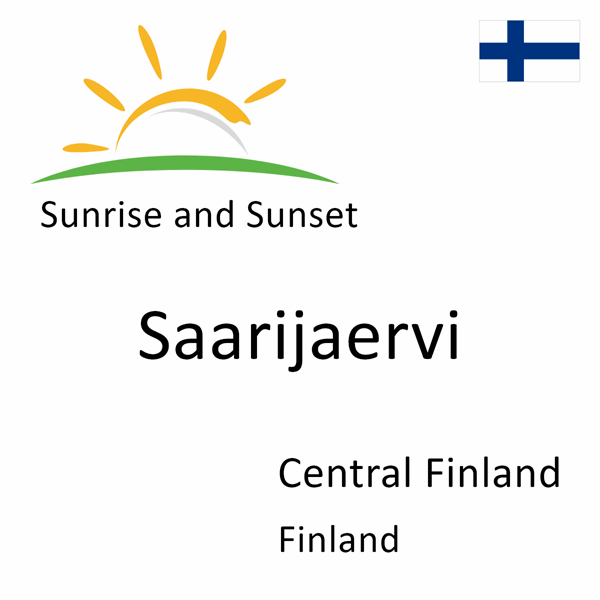 Sunrise and sunset times for Saarijaervi, Central Finland, Finland