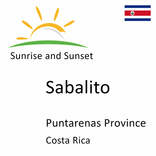 Sunrise and sunset times for Sabalito, Puntarenas Province, Costa Rica