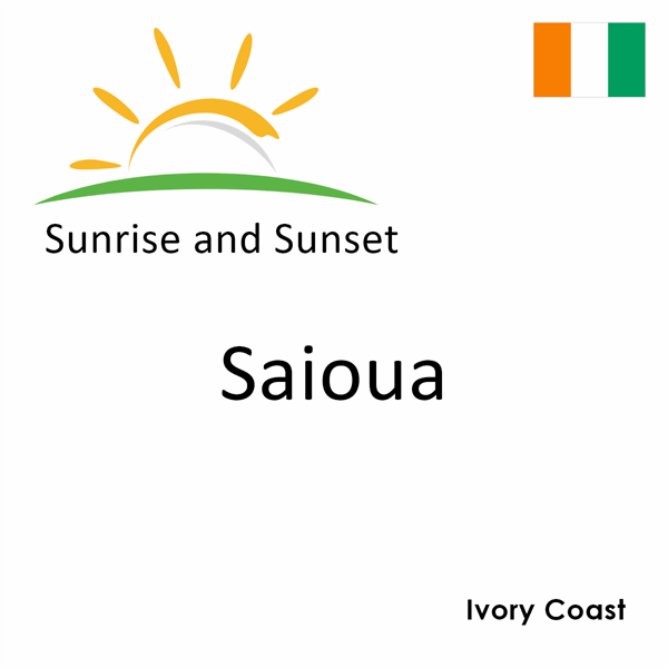 Sunrise and sunset times for Saioua, Ivory Coast