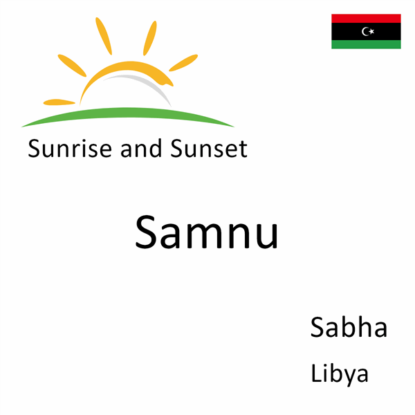 Sunrise and sunset times for Samnu, Sabha, Libya