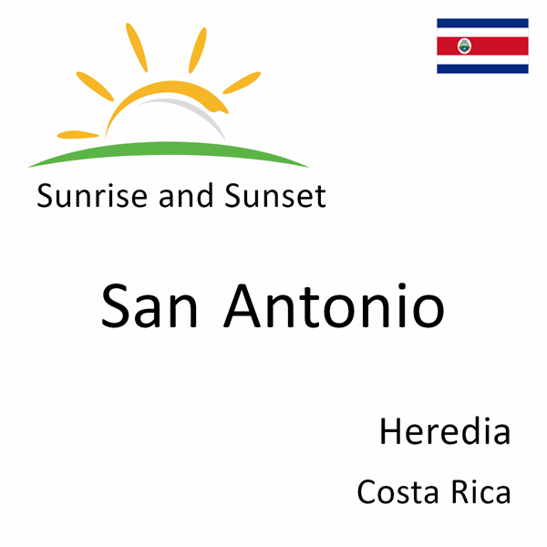 Sunrise and sunset times for San Antonio, Heredia, Costa Rica