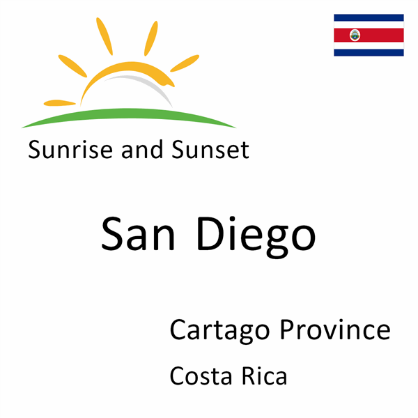 Sunrise and sunset times for San Diego, Cartago Province, Costa Rica