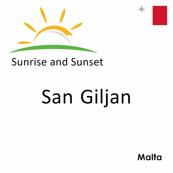 Sunrise and sunset times for San Giljan, Malta