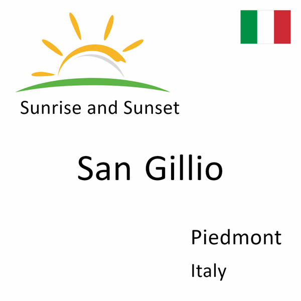 Sunrise and sunset times for San Gillio, Piedmont, Italy