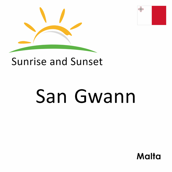 Sunrise and sunset times for San Gwann, Malta