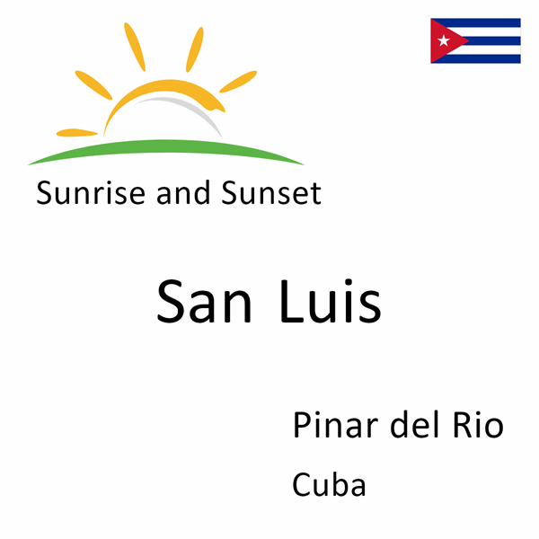 Sunrise and sunset times for San Luis, Pinar del Rio, Cuba