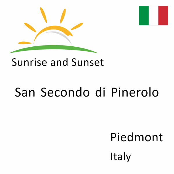 Sunrise and sunset times for San Secondo di Pinerolo, Piedmont, Italy