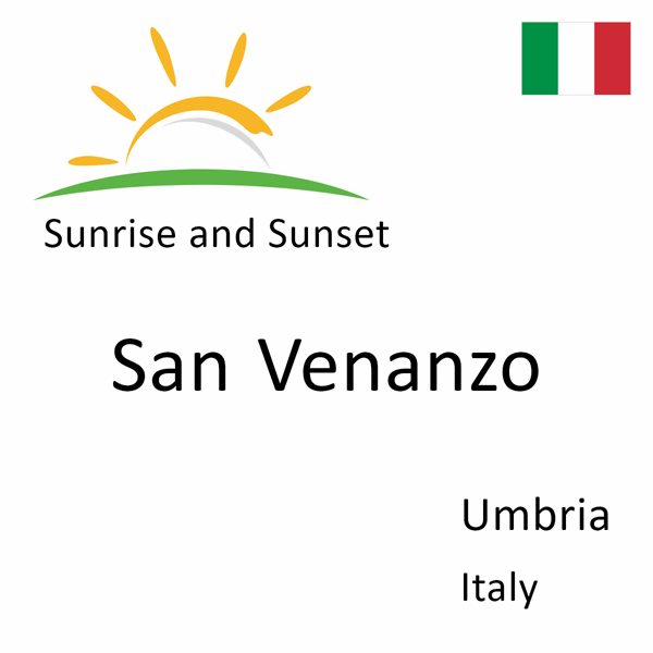 Sunrise and sunset times for San Venanzo, Umbria, Italy