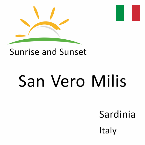 Sunrise and sunset times for San Vero Milis, Sardinia, Italy