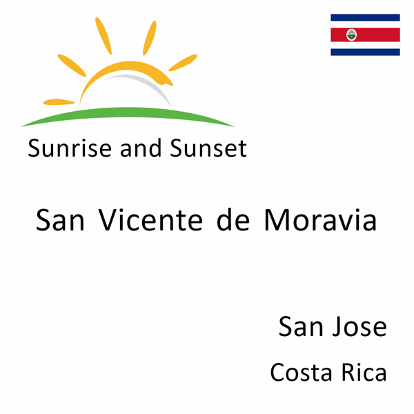 Sunrise and sunset times for San Vicente de Moravia, San Jose, Costa Rica