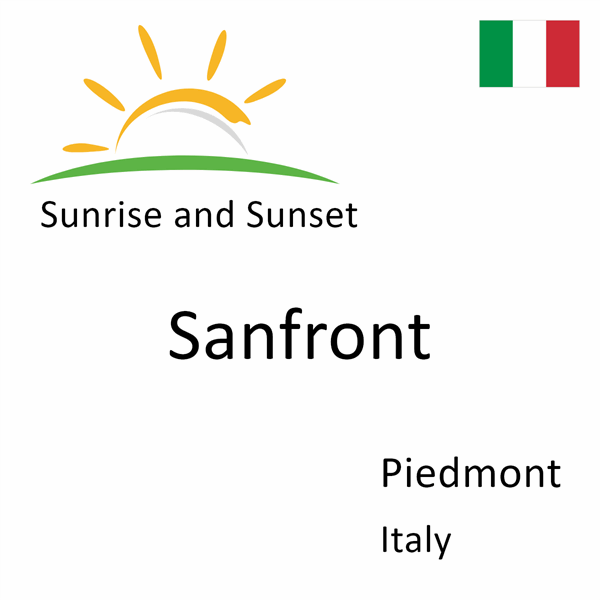 Sunrise and sunset times for Sanfront, Piedmont, Italy
