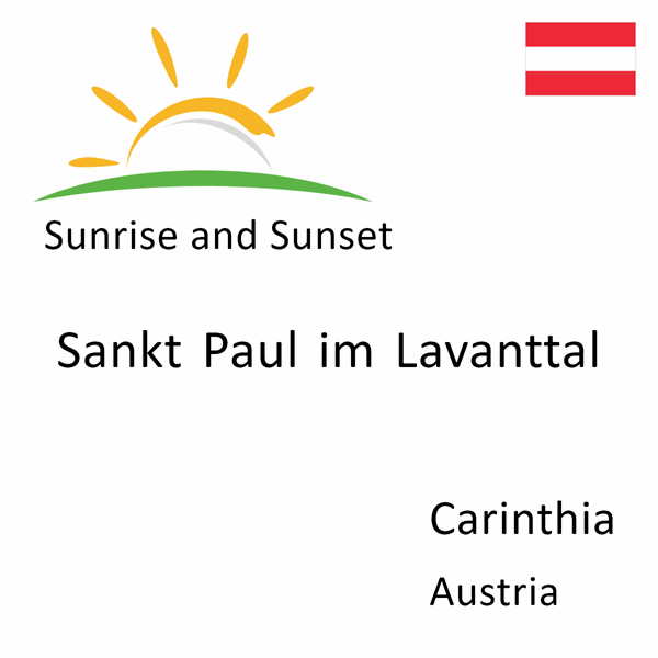 Sunrise and sunset times for Sankt Paul im Lavanttal, Carinthia, Austria