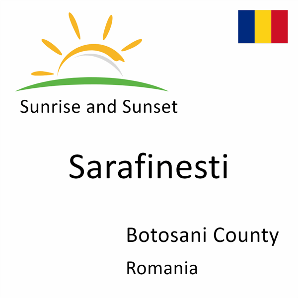 Sunrise and sunset times for Sarafinesti, Botosani County, Romania