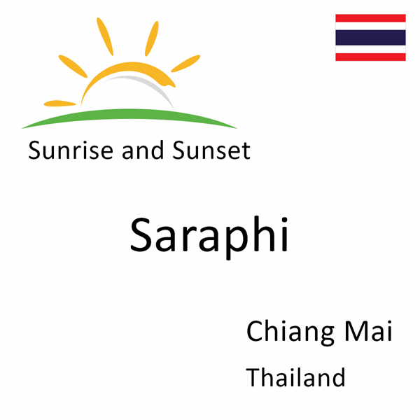Sunrise and sunset times for Saraphi, Chiang Mai, Thailand