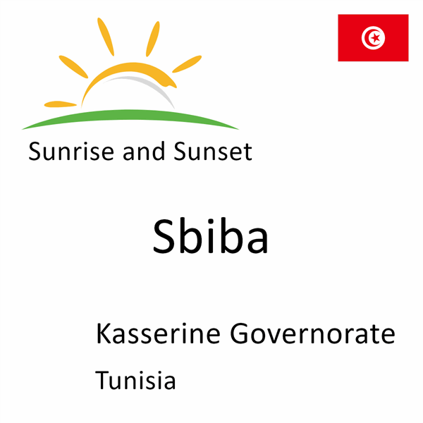 Sunrise and sunset times for Sbiba, Kasserine Governorate, Tunisia