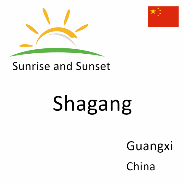 Sunrise and sunset times for Shagang, Guangxi, China