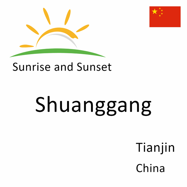 Sunrise and sunset times for Shuanggang, Tianjin, China
