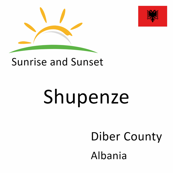 Sunrise and sunset times for Shupenze, Diber County, Albania