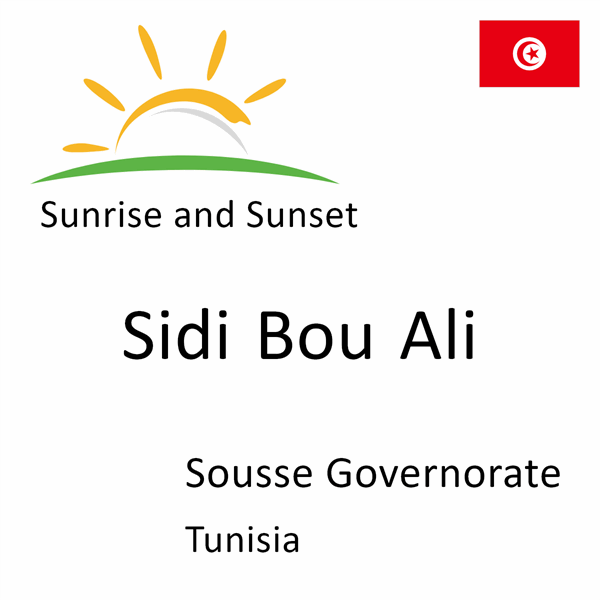 Sunrise and sunset times for Sidi Bou Ali, Sousse Governorate, Tunisia